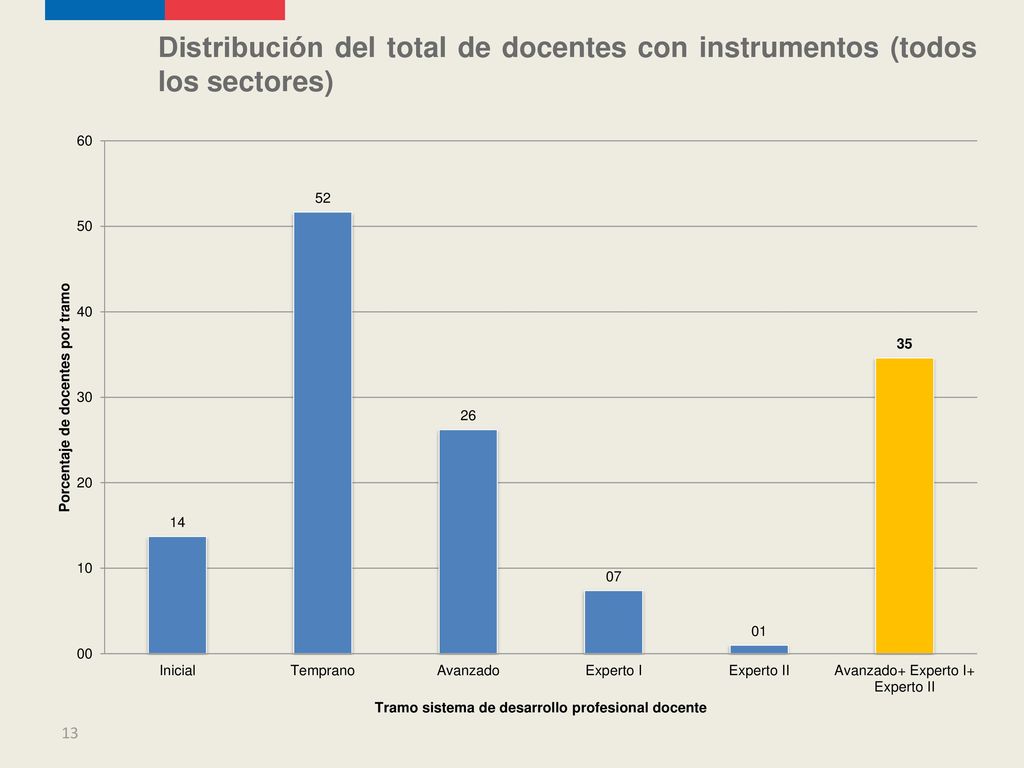 Distribución del total de docentes con instrumentos (todos los sectores)