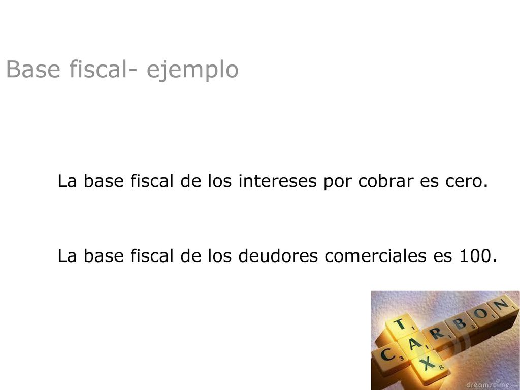 Base fiscal- ejemplo La base fiscal de los intereses por cobrar es cero.
