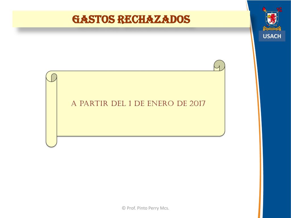 Gastos rechazados A partir del 1 de enero de 2017 USACH