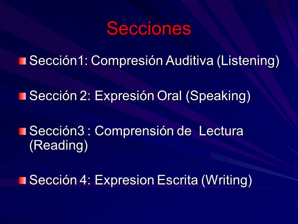 Secciones Sección1: Compresión Auditiva (Listening)