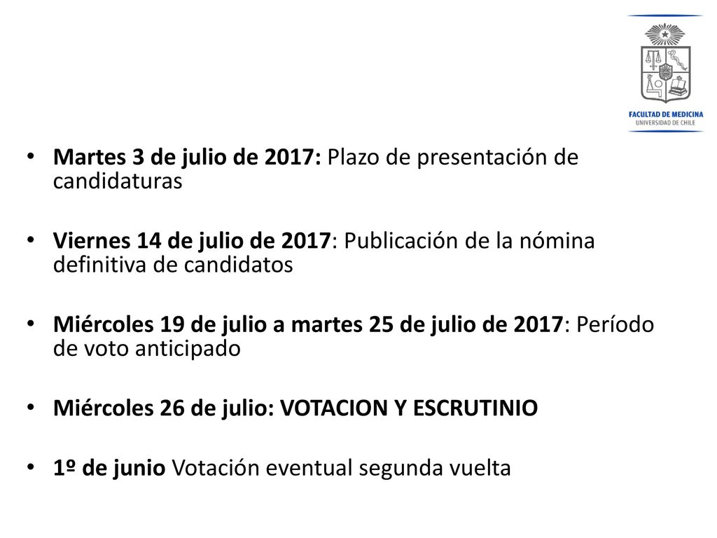 Martes 3 de julio de 2017: Plazo de presentación de candidaturas