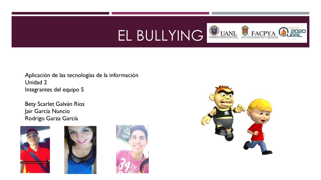 El bullying Aplicación de las tecnologías de la información Unidad 2