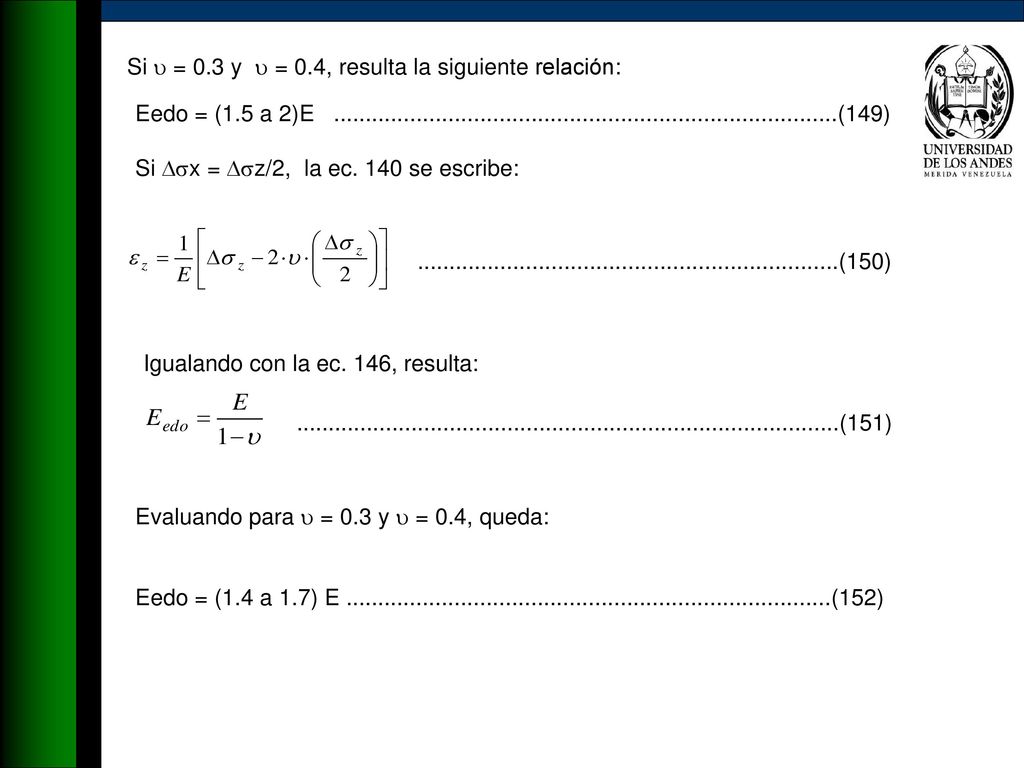 Si  = 0.3 y  = 0.4, resulta la siguiente relación: