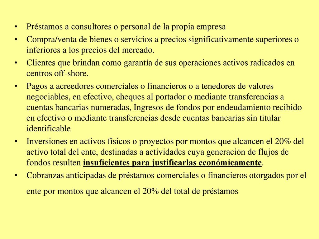 Préstamos a consultores o personal de la propia empresa