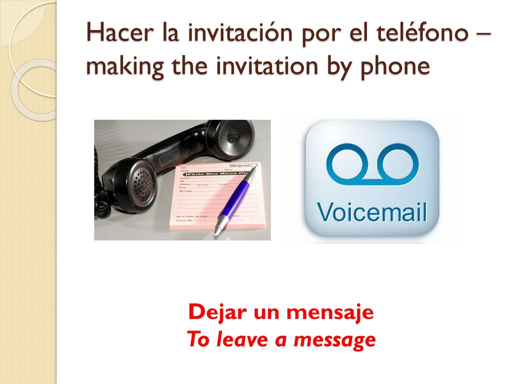 Hacer la invitación por el teléfono – making the invitation by phone