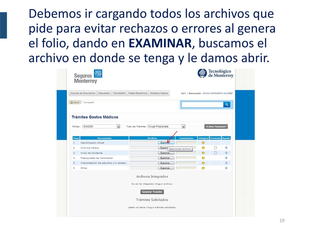 Debemos ir cargando todos los archivos que pide para evitar rechazos o errores al genera el folio, dando en EXAMINAR, buscamos el archivo en donde se tenga y le damos abrir.