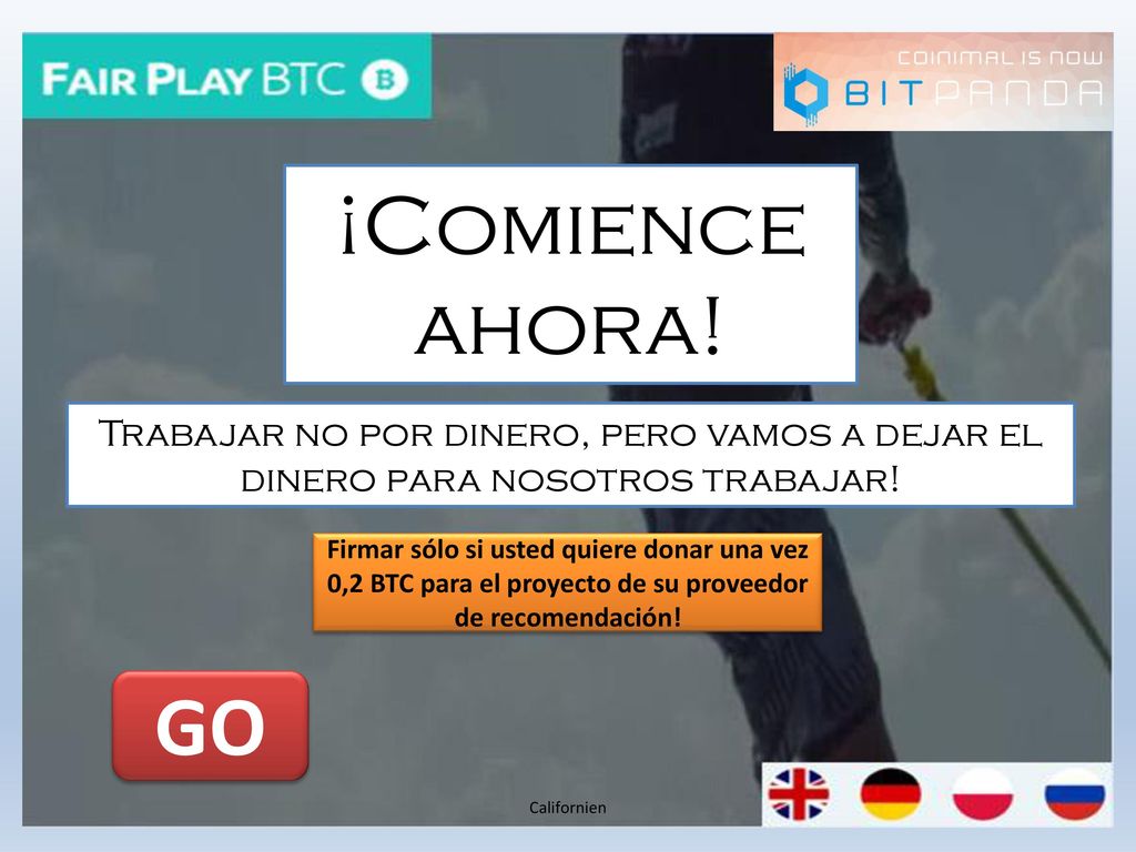 ¡Comience ahora! Trabajar no por dinero, pero vamos a dejar el dinero para nosotros trabajar!