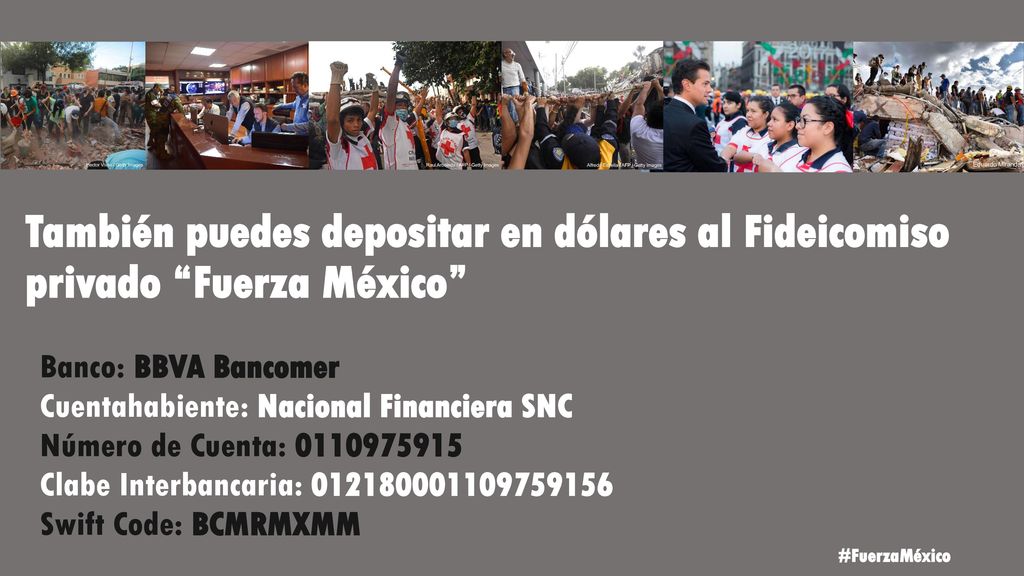 También puedes depositar en dólares al Fideicomiso privado Fuerza México