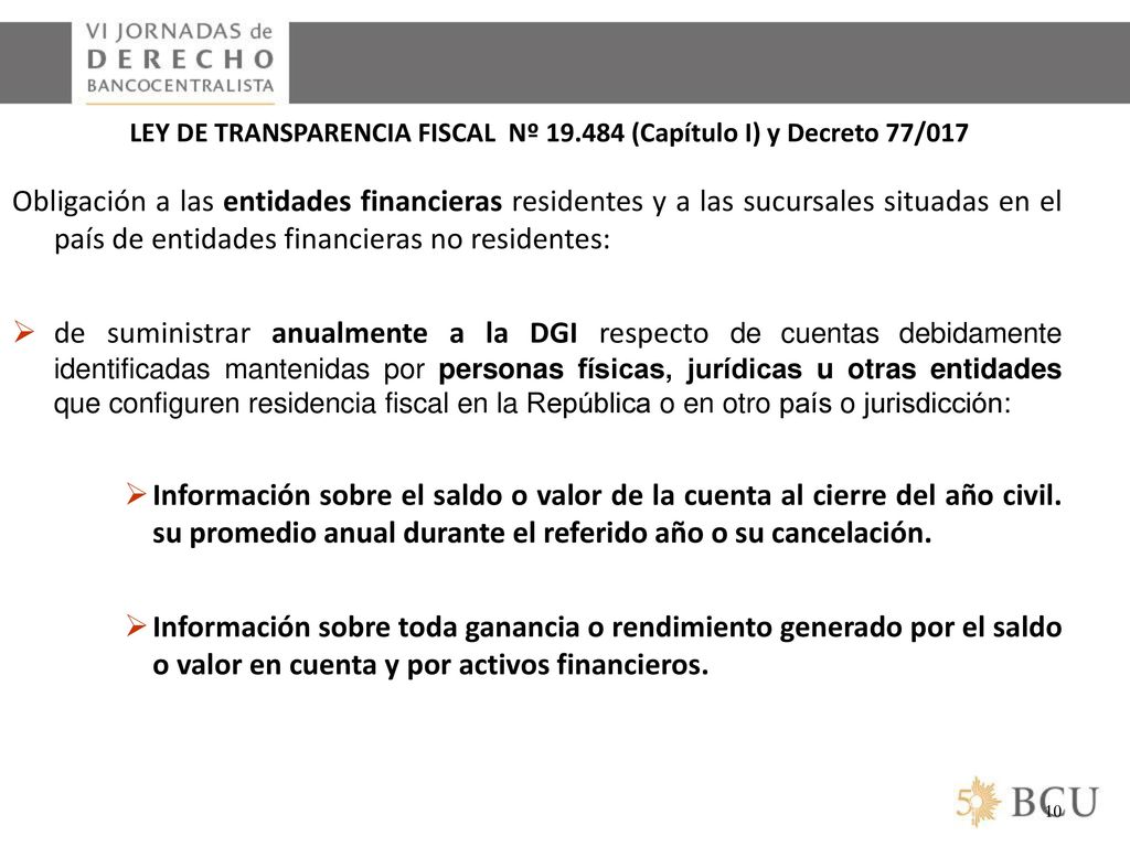 LEY DE TRANSPARENCIA FISCAL Nº (Capítulo I) y Decreto 77/017