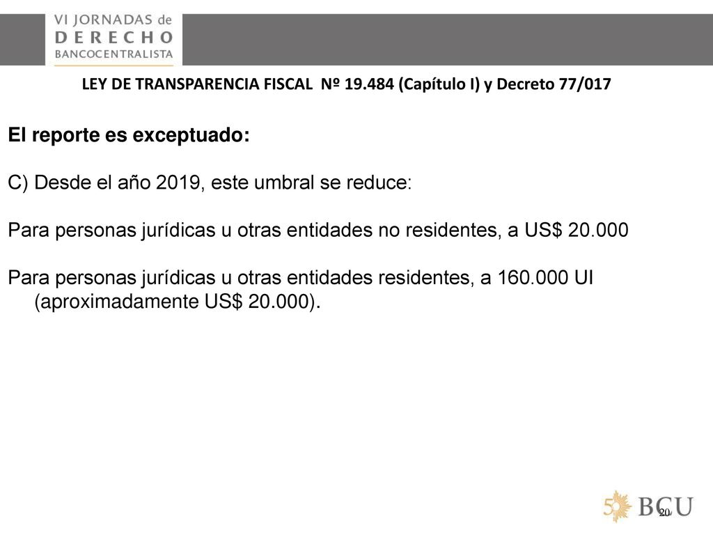 LEY DE TRANSPARENCIA FISCAL Nº (Capítulo I) y Decreto 77/017