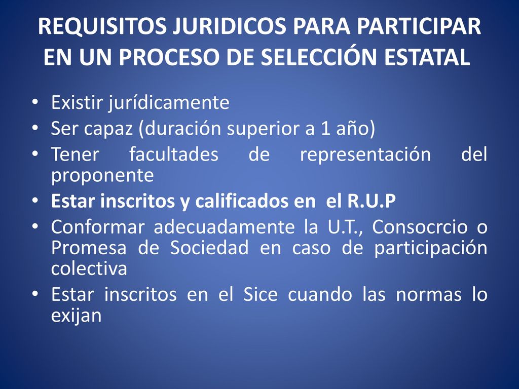 REQUISITOS JURIDICOS PARA PARTICIPAR EN UN PROCESO DE SELECCIÓN ESTATAL