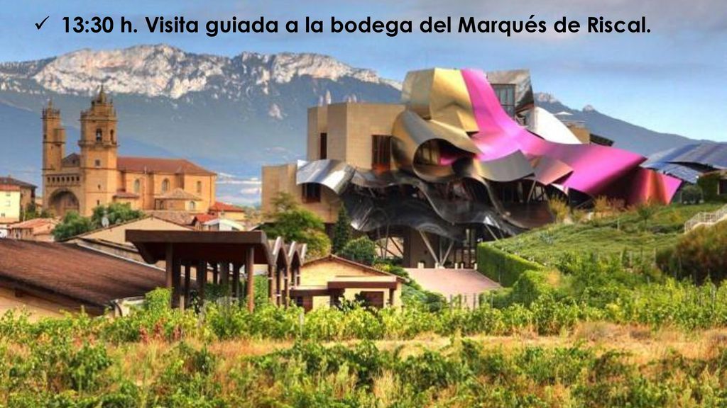 13:30 h. Visita guiada a la bodega del Marqués de Riscal.