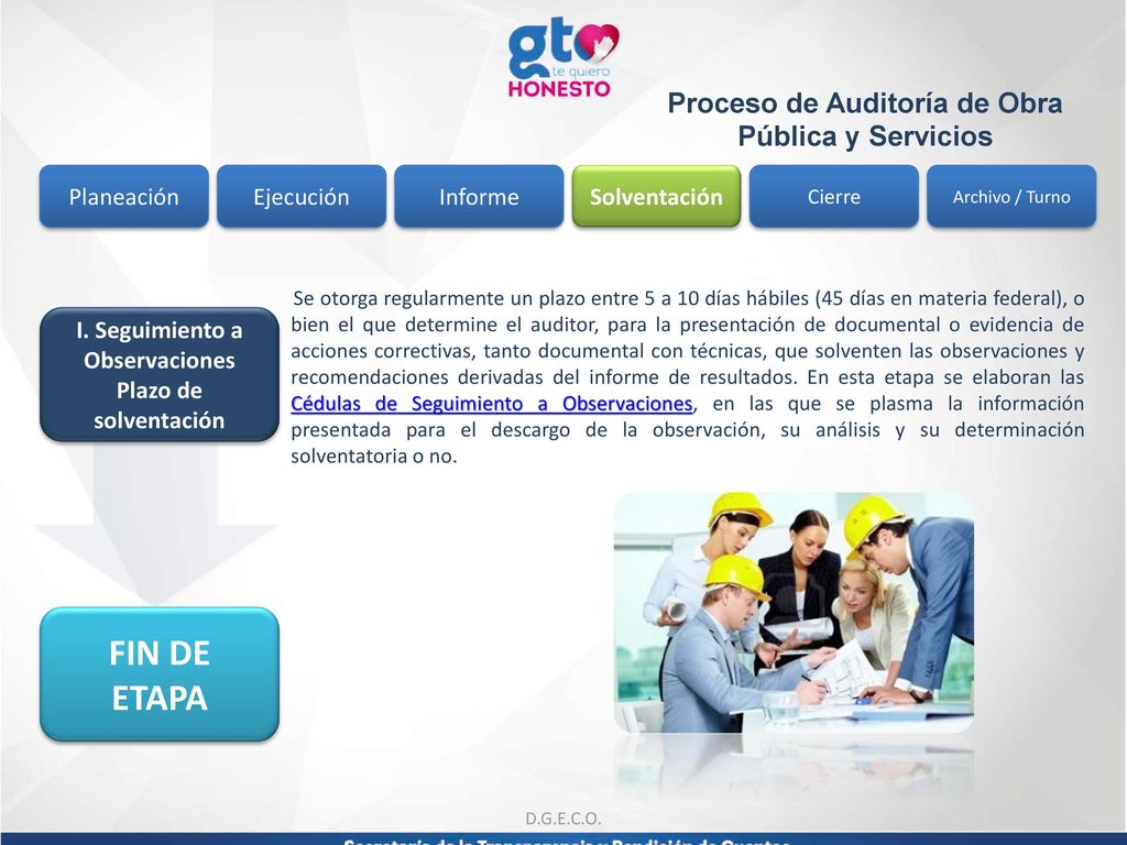 FIN DE ETAPA Proceso de Auditoría de Obra Pública y Servicios