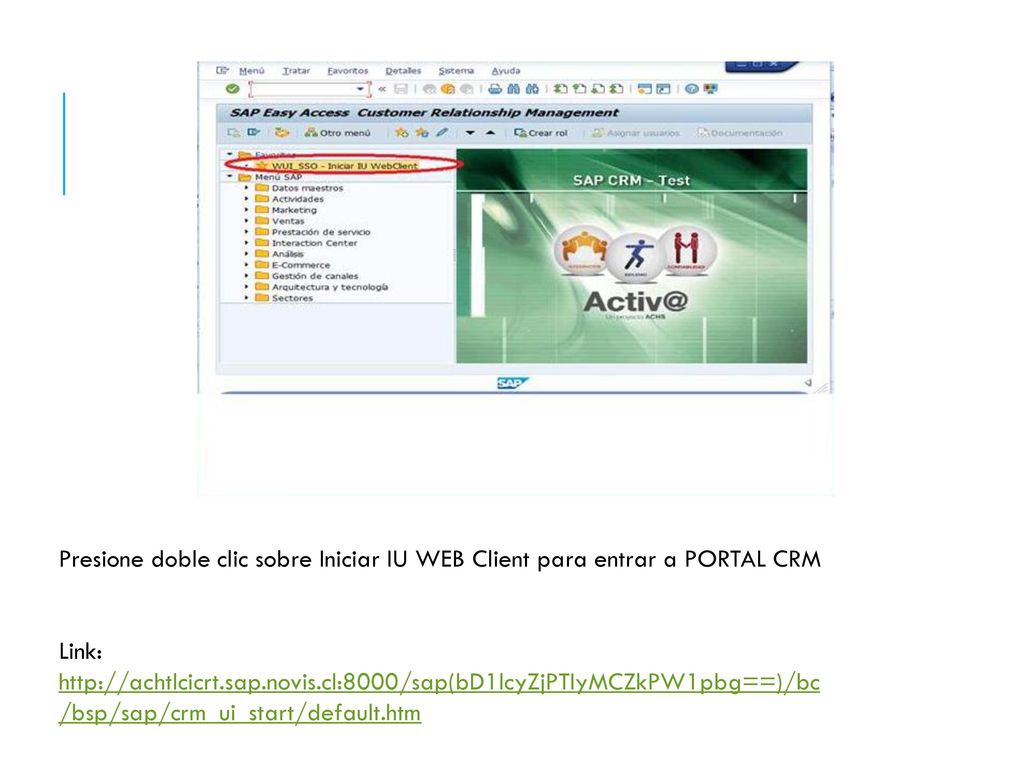 Presione doble clic sobre Iniciar IU WEB Client para entrar a PORTAL CRM