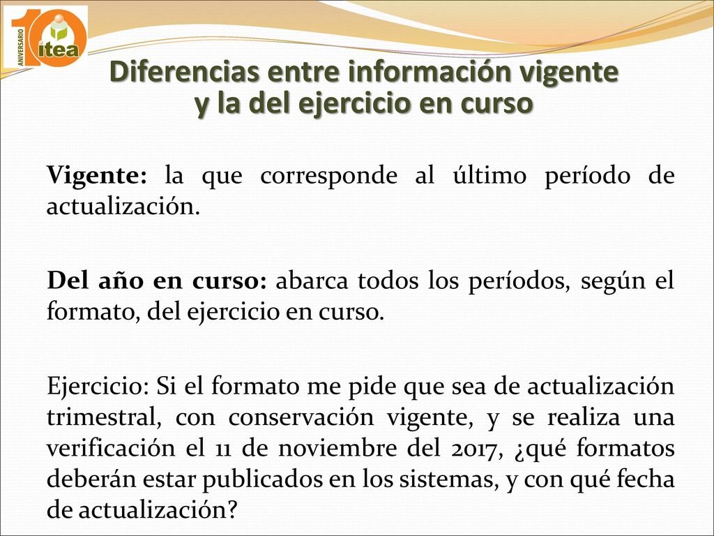 Diferencias entre información vigente y la del ejercicio en curso