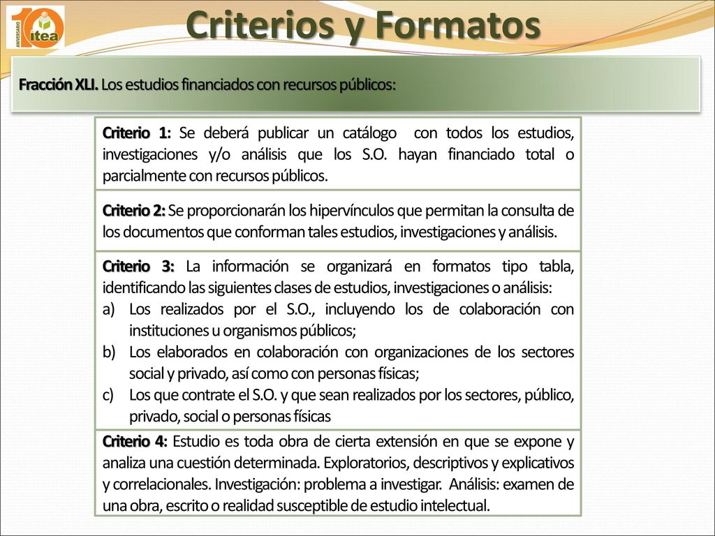 Criterios y Formatos Fracción XLI. Los estudios financiados con recursos públicos: