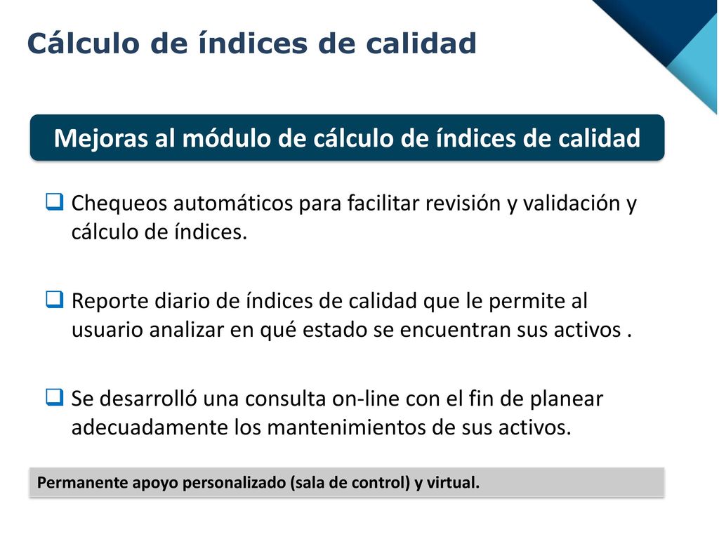 Mejoras al módulo de cálculo de índices de calidad