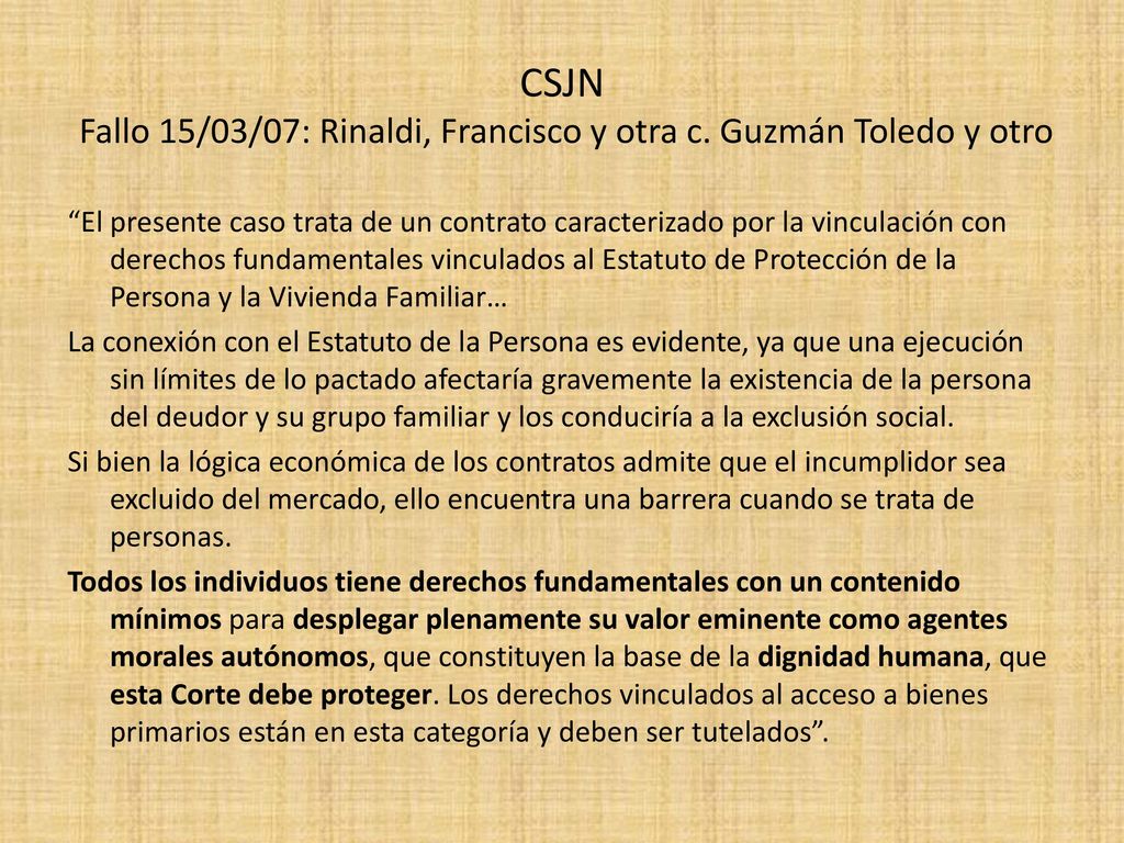 CSJN Fallo 15/03/07: Rinaldi, Francisco y otra c. Guzmán Toledo y otro