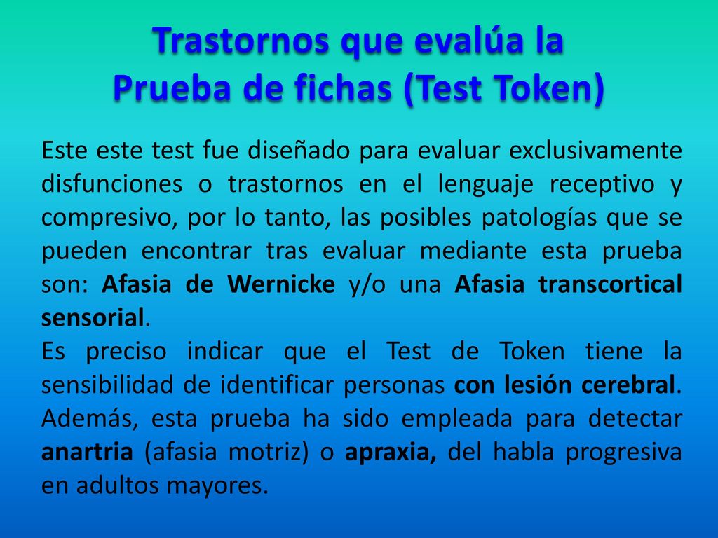 Trastornos que evalúa la Prueba de fichas (Test Token)
