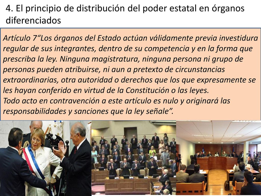 4. El principio de distribución del poder estatal en órganos diferenciados