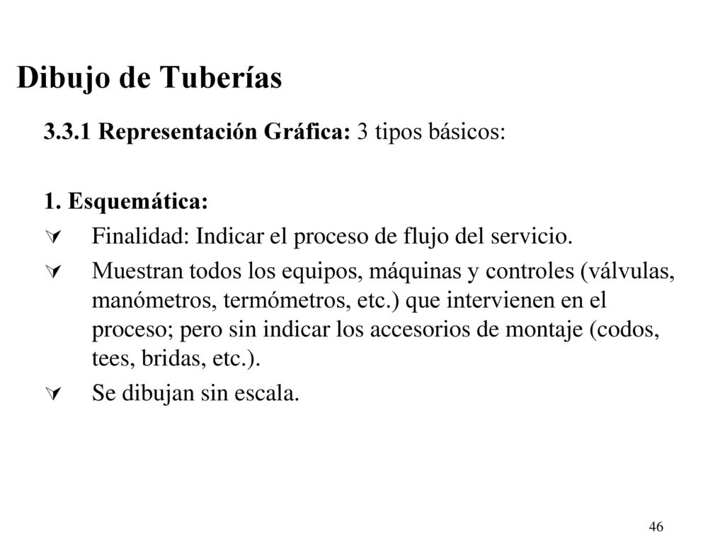 Dibujo de Tuberías Representación Gráfica: 3 tipos básicos:
