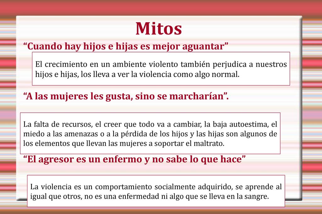 Mitos Cuando hay hijos e hijas es mejor aguantar