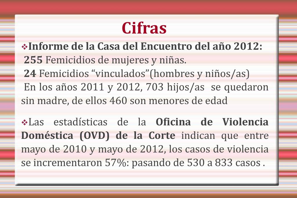 Cifras Informe de la Casa del Encuentro del año 2012: