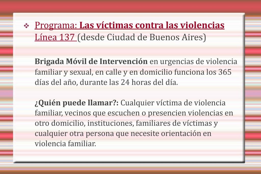 Programa: Las víctimas contra las violencias Línea 137 (desde Ciudad de Buenos Aires)