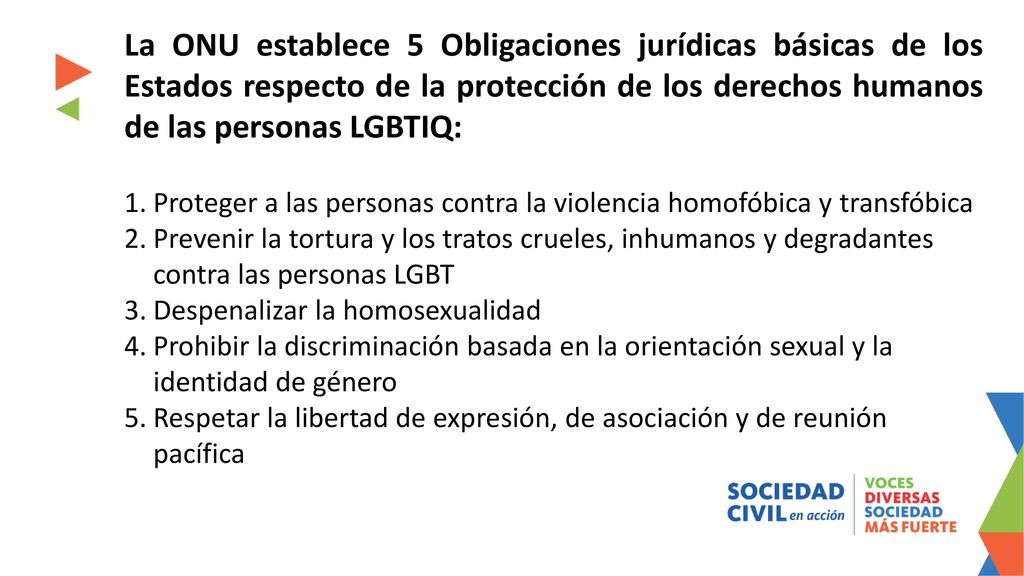 La ONU establece 5 Obligaciones jurídicas básicas de los Estados respecto de la protección de los derechos humanos de las personas LGBTIQ: