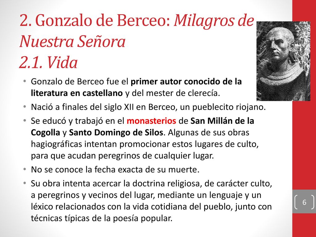 2. Gonzalo de Berceo: Milagros de Nuestra Señora 2.1. Vida