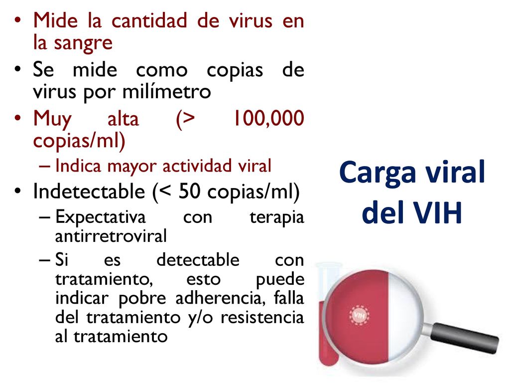Carga viral del VIH Mide la cantidad de virus en la sangre