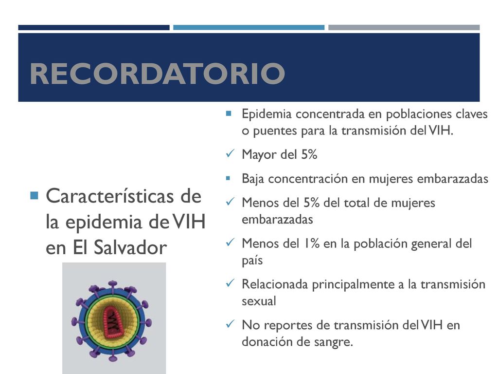 RECORDATORIO Características de la epidemia de VIH en El Salvador