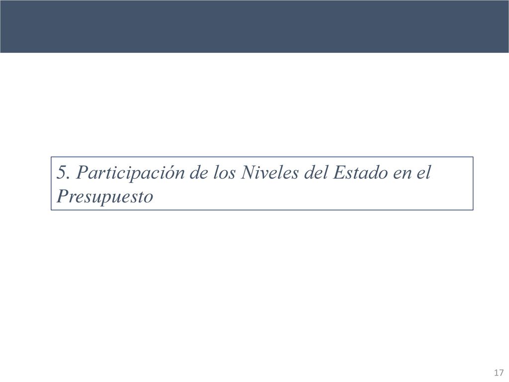 5. Participación de los Niveles del Estado en el Presupuesto