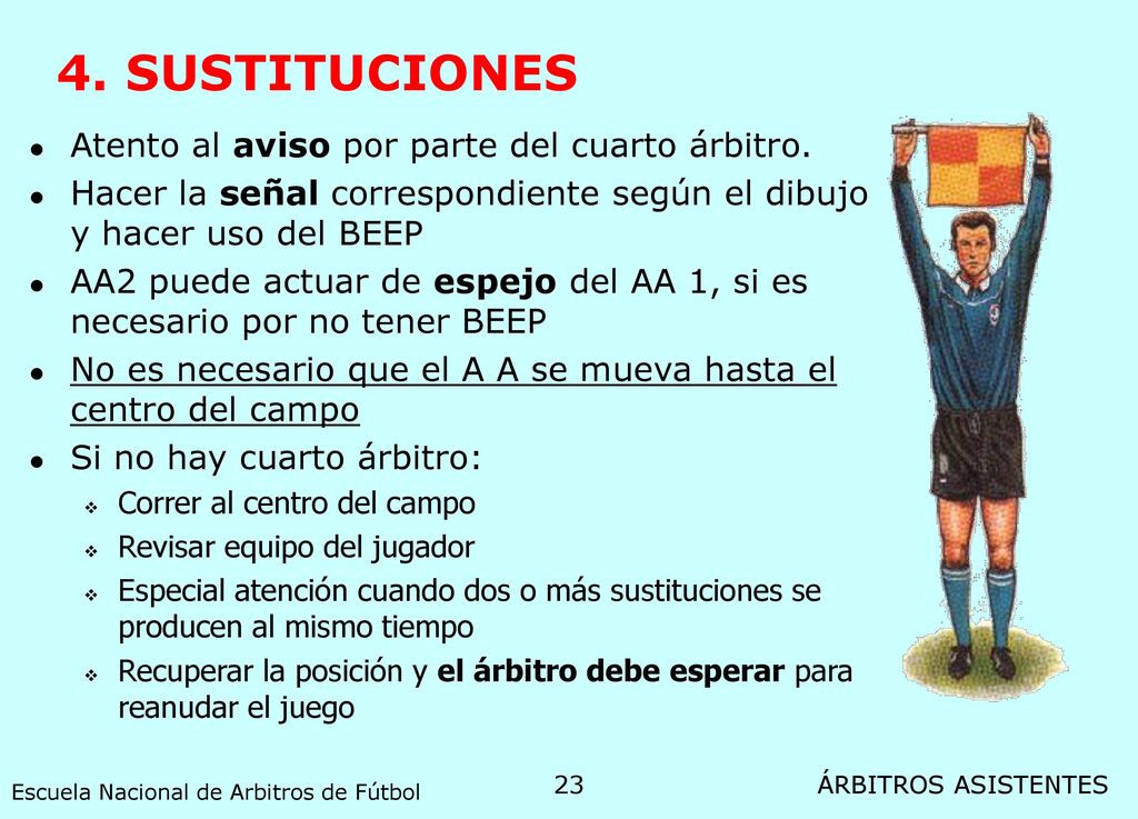 4. SUSTITUCIONES Atento al aviso por parte del cuarto árbitro.