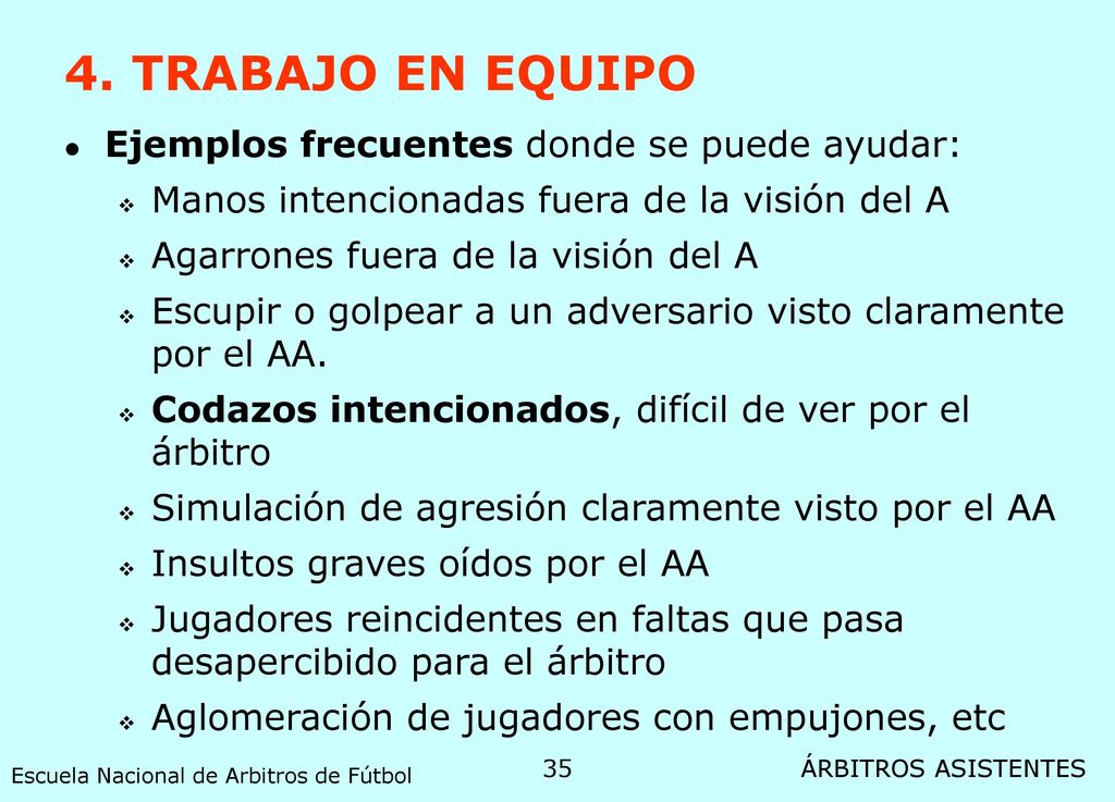 4. TRABAJO EN EQUIPO Ejemplos frecuentes donde se puede ayudar: