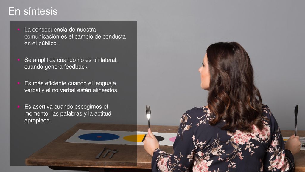 En síntesis La consecuencia de nuestra comunicación es el cambio de conducta en el público.