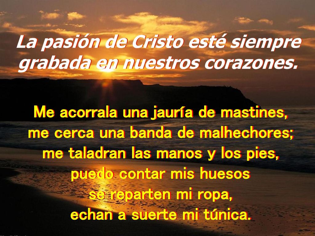 La pasión de Cristo esté siempre grabada en nuestros corazones.