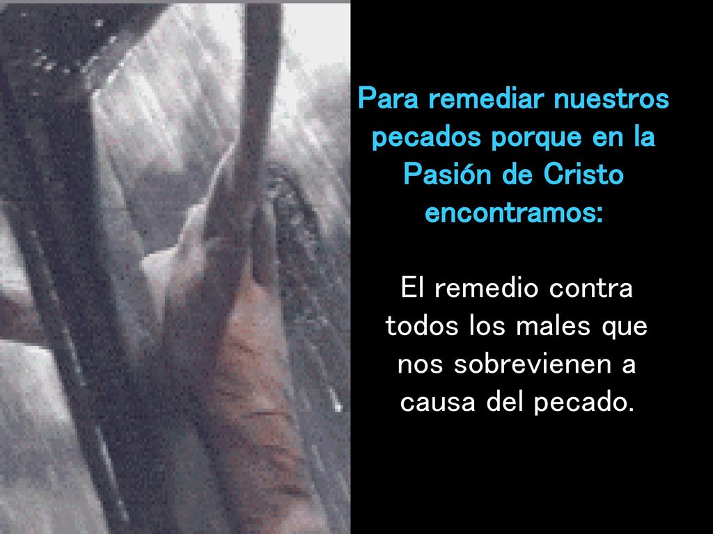 Para remediar nuestros pecados porque en la Pasión de Cristo encontramos: