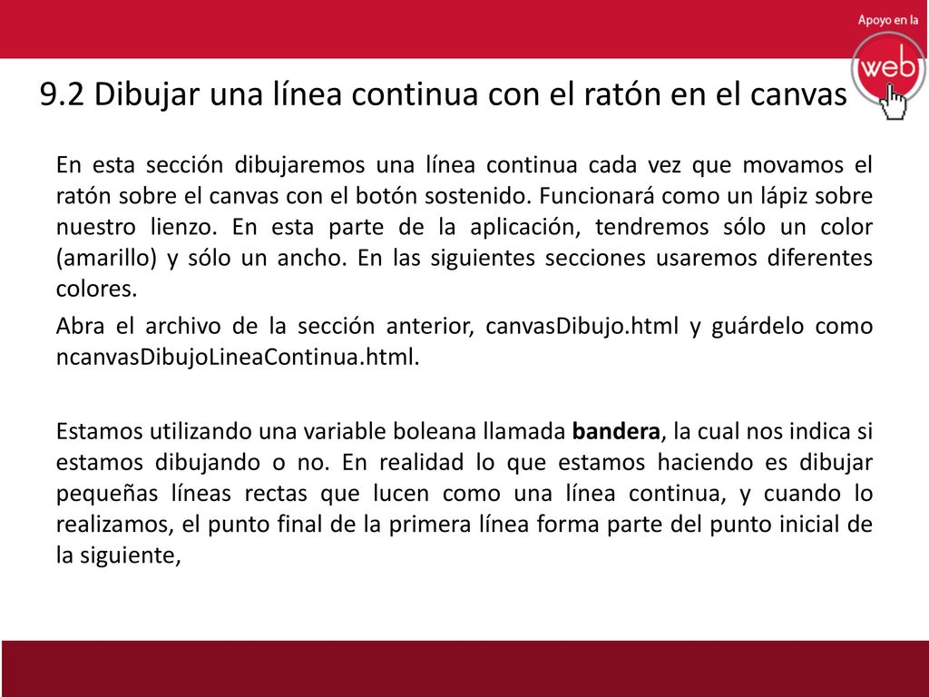 9.2 Dibujar una línea continua con el ratón en el canvas