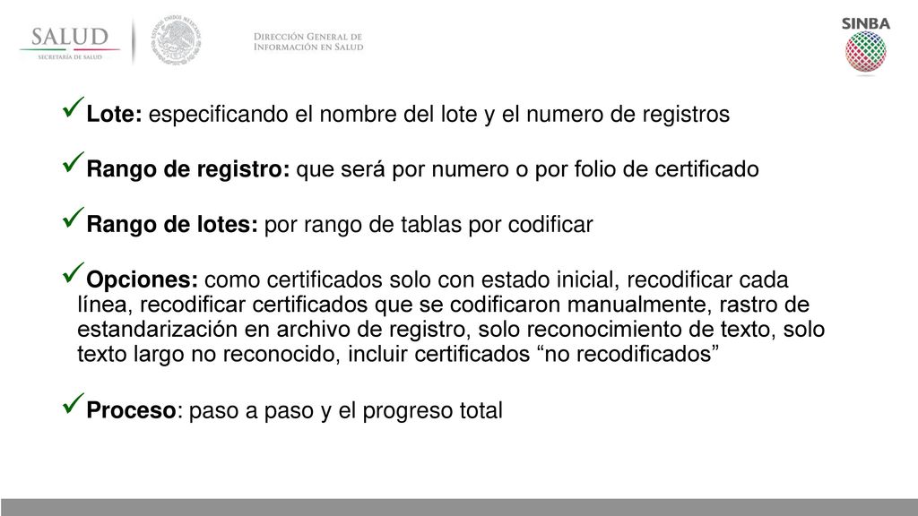 Lote: especificando el nombre del lote y el numero de registros