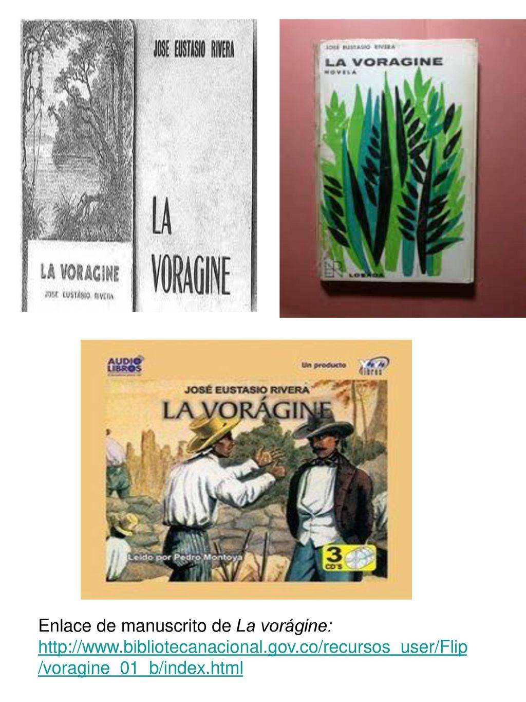 Enlace de manuscrito de La vorágine:   bibliotecanacional
