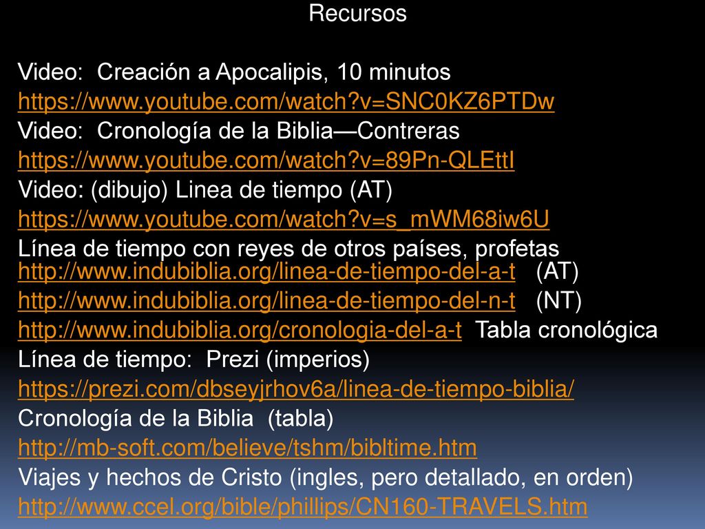 Recursos Video: Creación a Apocalipis, 10 minutos   youtube