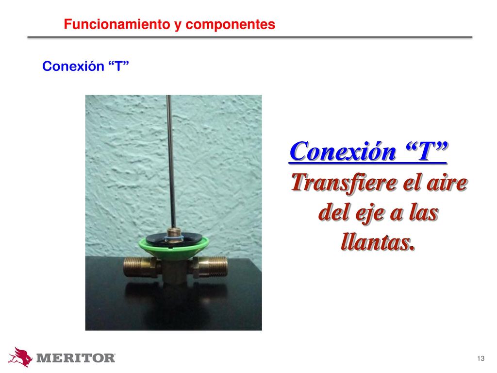 Funcionamiento y componentes Transfiere el aire del eje a las llantas.