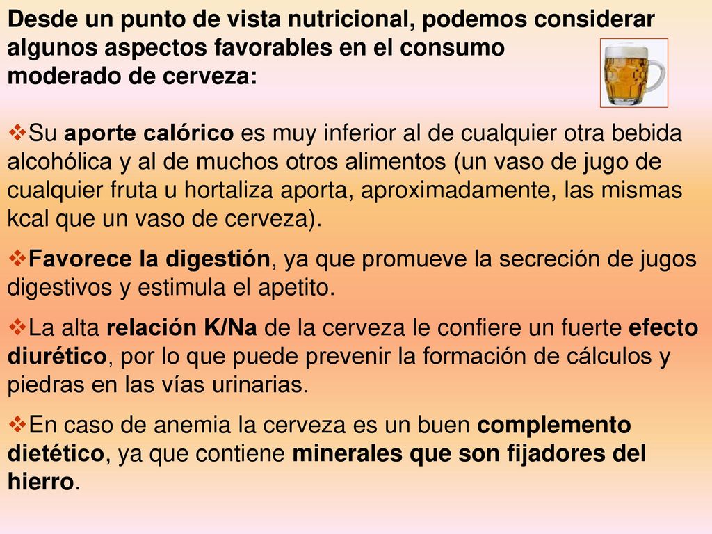 Desde un punto de vista nutricional, podemos considerar algunos aspectos favorables en el consumo