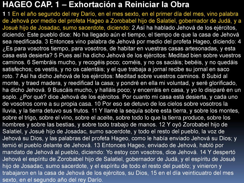HAGEO CAP. 1 – Exhortación a Reiniciar la Obra