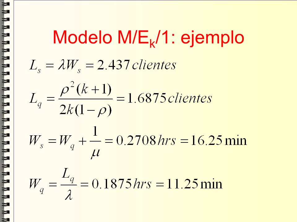 Modelo M/Ek/1: ejemplo