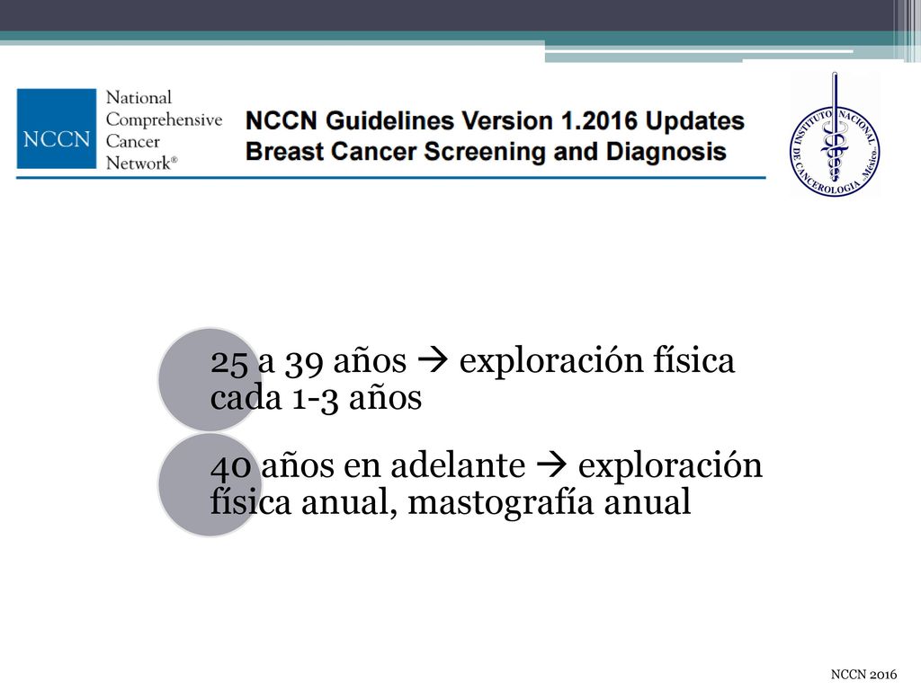 25 a 39 años  exploración física cada 1-3 años