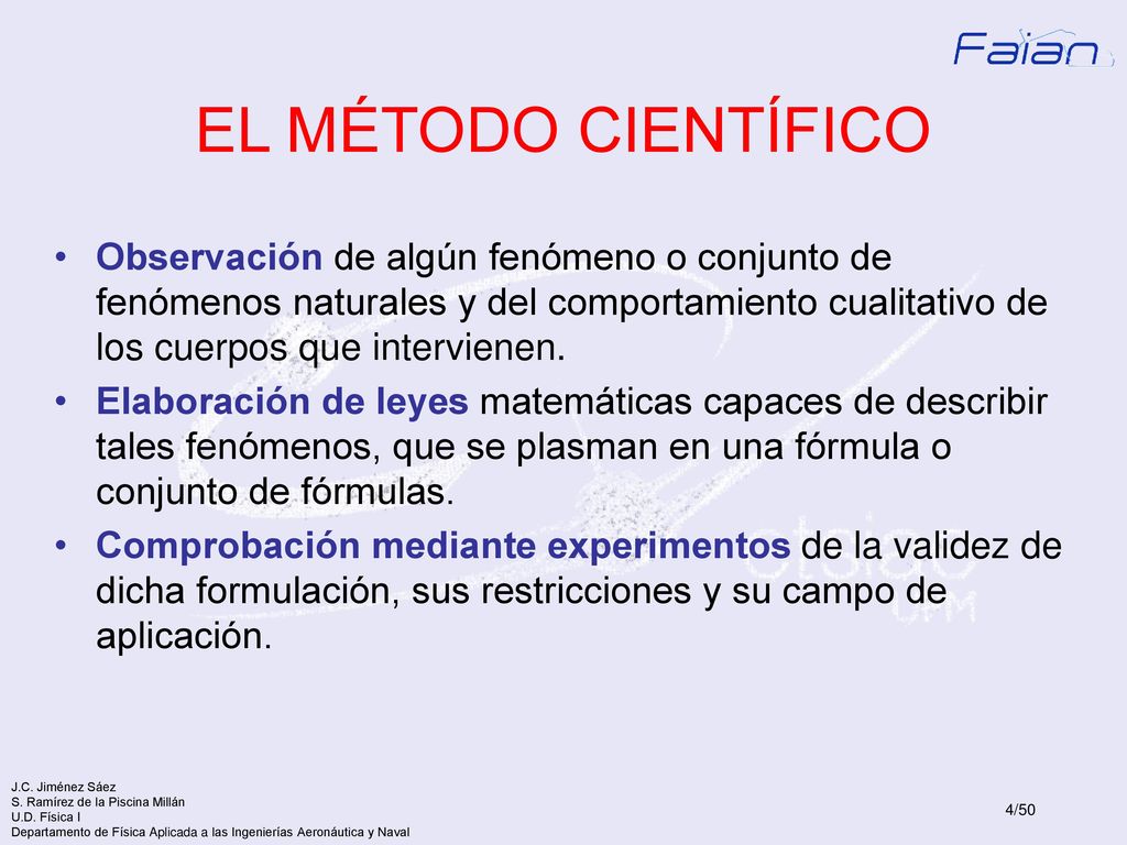 EL MÉTODO CIENTÍFICO Observación de algún fenómeno o conjunto de fenómenos naturales y del comportamiento cualitativo de los cuerpos que intervienen.