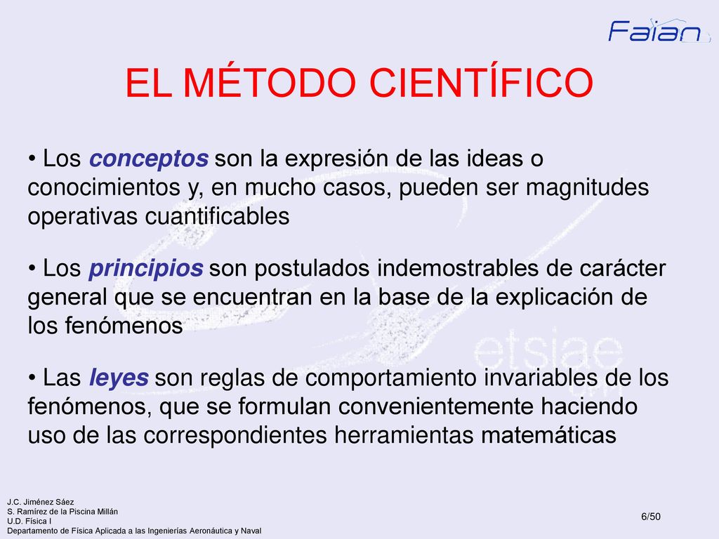 EL MÉTODO CIENTÍFICO Los conceptos son la expresión de las ideas o conocimientos y, en mucho casos, pueden ser magnitudes operativas cuantificables.