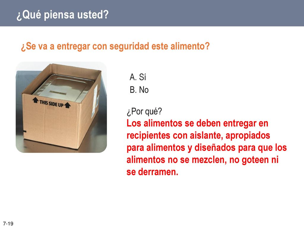 ¿Qué piensa usted ¿Se va a entregar con seguridad este alimento